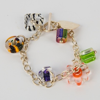 A Set of Murano and Sterling Silver Beads