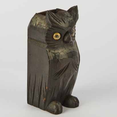 A Black Forest Switzerland carved Owl desk organizer