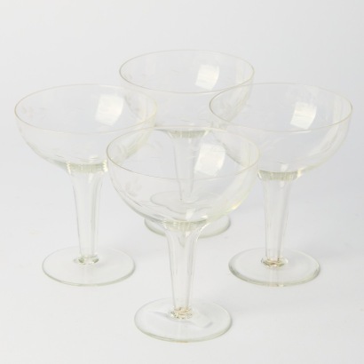 Ten Hollow Stem etched champagne coupes