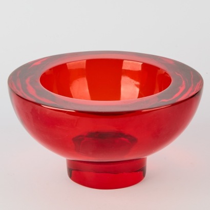 A Vintage Space Age Translucent Red Lucite Bowl