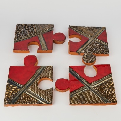 Four Scott Hockenhull Wall Hung Puzzle Tiles