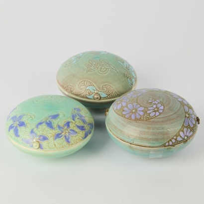 Three Studio Pottery Trinket Dishes by Shim & Lee