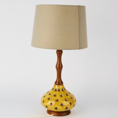 A Vintage Ceramic and Teak Lamp