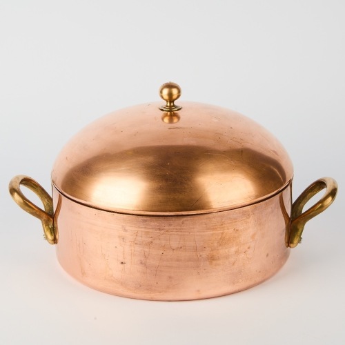 A Lidded St Clair Copper Casserole