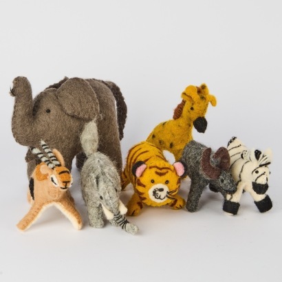 A collection of seven Felt Animals