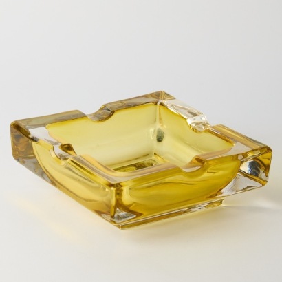 A Mid-century Yellow Glass Cigar Ashtray circa 1950s