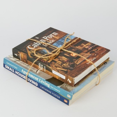 A collection of three Interior Design Books. Cabin Porn, Apartment Living and Small House LIving.