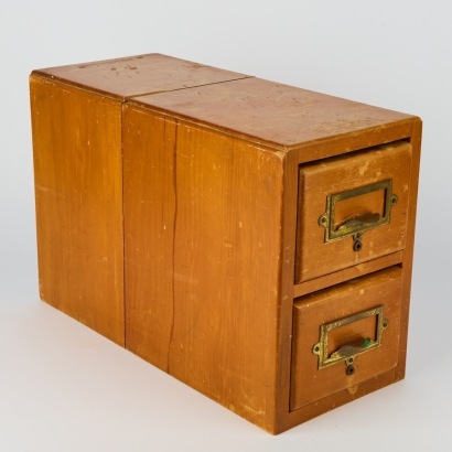 An Antique Library Two Drawer Card Catalog