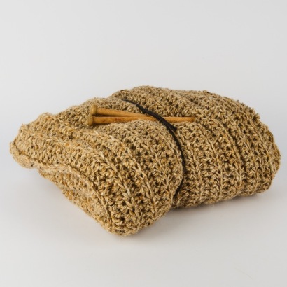 A Vintage Hand Knitted Throw and Needles