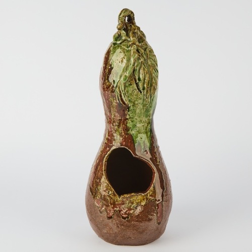 A Japanese Art Pottery Bird Feeder