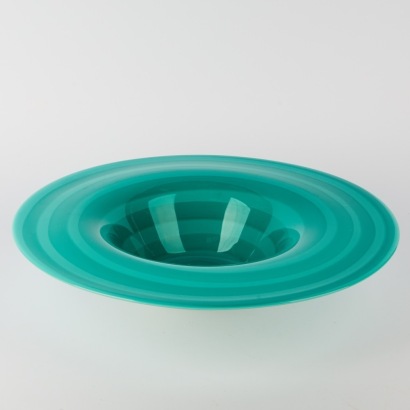 A Large Murano Turquoise Swirl Bowl