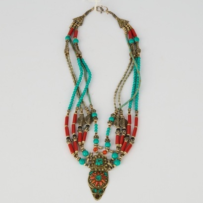 A Handmade German Silver Tribal Necklace