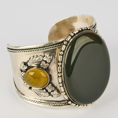 A Handmade Tribal Cuff with Agate Stones