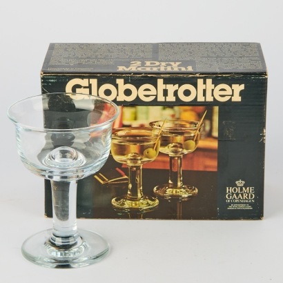 A Pair of Vintage Holmegaard Globetrotter Martini Glasses