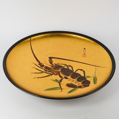 A Large Vintage Japanese Ise-Ebi Lacquered Plate