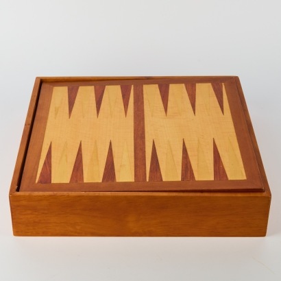 A Solid Wood Backgammon Set with Chess,Draughts & Dominoes