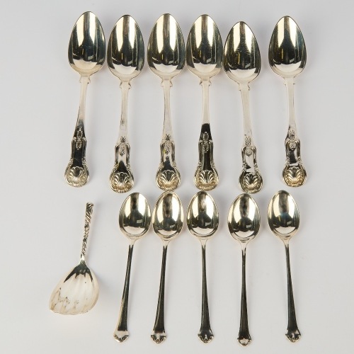 A Set of 12 Sterling Silver Spoons, Various Marks