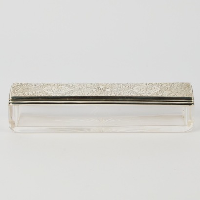 A Silver Lidded Glass Container