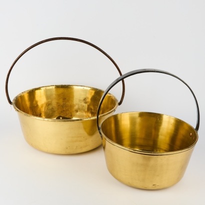 A Pair of Antique Brass Jam Pans
