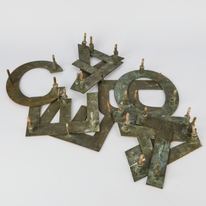 A Set of Ten Vintage Brass Building Letters FACTORY Plus More