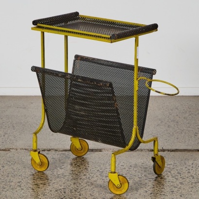 A Pilastro Perforated Enamelled Metal Tea Trolley
