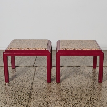 A Pair of Pink Marble Side Tables