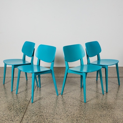A Set Of 4 Turquoise Billiani Doll Chairs Designed By Emilio Nanni