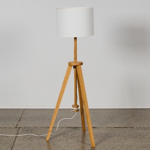 A MCM Solid Ash Wood Adjustable Floor Lamp