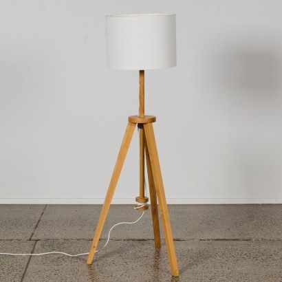 A MCM Solid Ash Wood Adjustable Floor Lamp