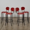 A Set of Four Red Sebel Cosmic Barstools - 2