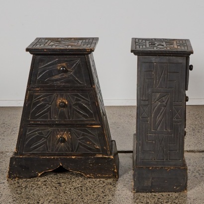 A Pair Of Hand Carved Pyramid Side Tables