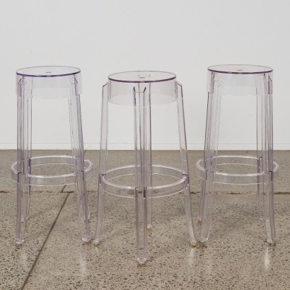 Three Kartell Ghost Style Barstools
