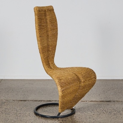 A Tom Dixon Style "S" chair in Marsh straw