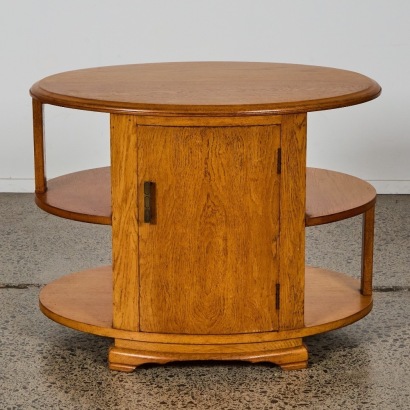 A Vintage Oak Oval Cabinet