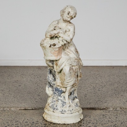 Two Vintage Concrete Garden Statues
