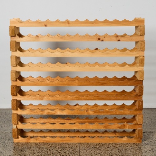 A Large Wooden Wine Rack Holds 108 Bottles 9doz