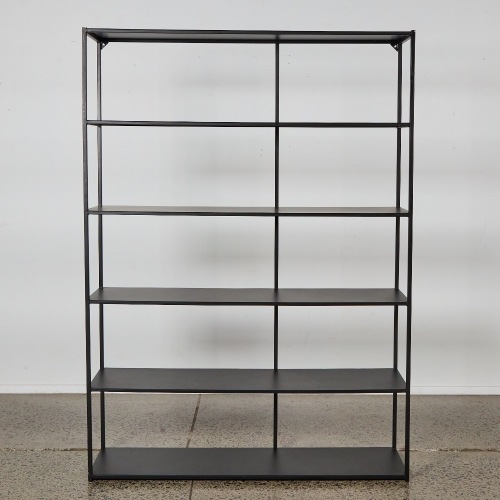 A Large Black Metal Shelving Unit