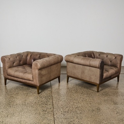 A Pair of RH Italia Chesterfield Leather Armchairs
