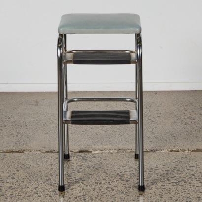 A Vintage Chrome and Vinyl Step Stool, NZ