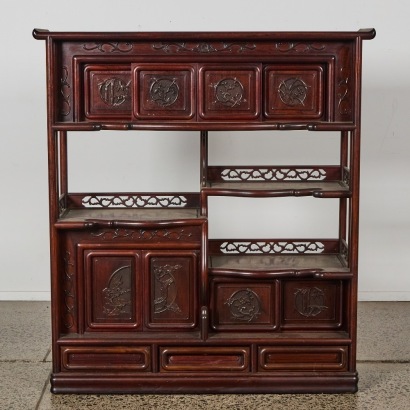 An Old Japanese Rosewood Display Shelf