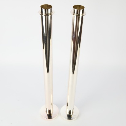 A Pair Of Silver H.R.W Fink Column Candle Holders