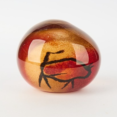 A Mandy Angus Handmade Glass Buffalo Paperweight
