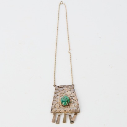 A 1970s Vintage Silver and Malachite Necklace