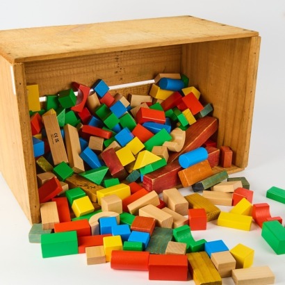 A Box of Wooden Toy Blocks