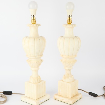 A Pair of Large Alabaster Lamps