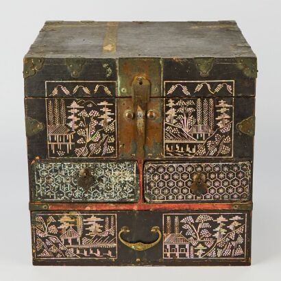 A Korean Mother-of-Pearl Inlaid Lacquer Box