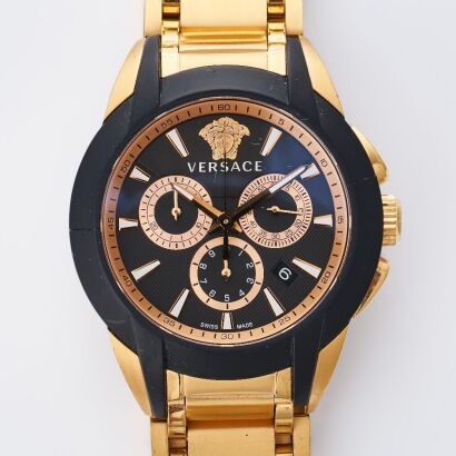 Stainless Steel / Gold Plated, 43mm Versace M8C Character Chronograph Wristwatch, circa 2010's