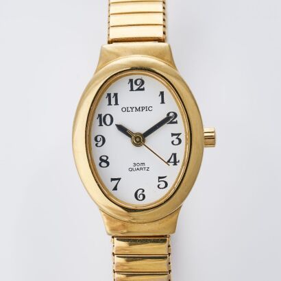 Gold Plated, 19mm Stainless Steel Olympic Ladies Quartz Wristwatch, circa 1990's - 2000's