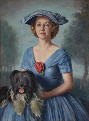 PHILIP AGNEW LAMBE Portrait of Lady in Blue with Dog