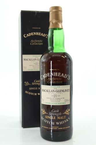 (1) 1974 Cadenhead's Authentic Collection 'Macallan - Glenlivet 21 Year old' Bottled 1995 Sherrywood Matured Cask Strength Single Cask Single Malt Scotch Whisky, Highlands, 53.6% ABV (GB) (UMS)